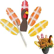 Turkey Planter Decor | Thanksgiving Turkey Decorating | Turkey Decorative Flowerpot Stake Fall Cute Garden Decor for Patio & Flower Pot