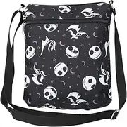 [Disney] Crossbody Bag Jack Skellington and Zero All Over Print Passport Travel, Black