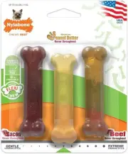 FlexiChew Moderate Dog Toys Triple Pack Bacon, Peanut Butter & Beef