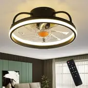 Flush Mount Ceiling Fans with Lights and Remote Control，Modern Enclosed