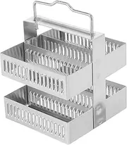 Veemoon Dyeing Rack Lab Jar Rack Microscope Holder Tool Lab Staining Rack Microscope Slides Storage Holder Microscope Slides Staining Rack Microscope Slides Rack Stainless Steel Silver