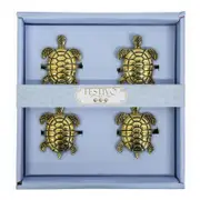 LVD 4pc Metal 16cm Napkin Rings Holder Turtles - Gold