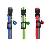 3x Paws & Claws Reflective Breakaway Pet/Cat Collar Nylon w/ Bell 20-30x1cm Astd