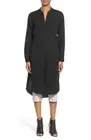 Eileen Fisher Organic Cotton Mandarin Collar Shirt Dress in Black - XS NWT $278