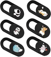 6pcs Cartoon Pattern Webcam Cover for Laptop Ultra Thin Slide Fun Design for Security Easy to Use Protects Family Privacy