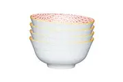 4x Mikasa Does it All Dining Tableware Glazed Bowl 15.7cm Geometric Blue