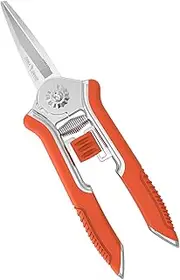 FLORA GUARD Pruning Shears with Zinc Alloy Handle, 6.5 Inch Garden Shears with Thicker Steel Blade, Comfort Rubber Grip, Safety Lock, Heavy-Duty Hand Pruner for Plants in Grow Tents and Hydroponics