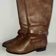 NIB WOMENS DOLCE VITA UP TO KNEE BROWN LEATHER Flat BOOTS GEORGIA 10 HOLIDAYS