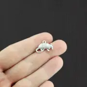 BULK 60 Armadillo Antique Silver Tone Charms 2 Sided - SC5302