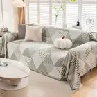 Blanket Geometry Sofa Cover with Tassel Couch Towel All-inclusive Dust Covers