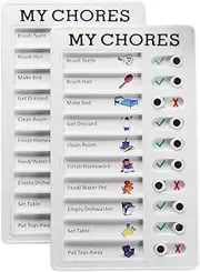 MEMORY FISH 2 Pieces Chore Chart for Multiple Kids,Daily Chore Schedule for 2 Kids，Memo Checklist Plan Board Detachable Plastic for Home Reusable Chore List (to Do List for Kids) 4.7x7.9 Inch