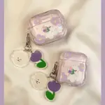 【新品折扣】IG紫色郁金香小狗蘋果耳機AIRPODS1/2/3保護套AIPODSPRO耳機殼耳機殼 耳機套 藍芽耳機 A