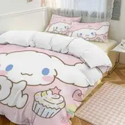 v124 Cinnamoroll 3-Piece Twin Bed Set - Includes 1 Single Comforter And 2 Pillowcases Bedding - Fade Resistant Microfiber - Cinnamoroll io124