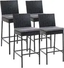 Gardeon Set of 4 Wicker Outdoor Bar Stools, Patio Chairs Bistro Dining Lounge Ga