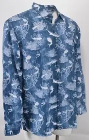 New GUY HARVEY Ocean Reef Swordfish Long Sleeve Dress Shirt Size XL BLUE/WHITE