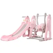 Kids Slide & Swing Outdoor Playground (Pink)