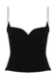Paris Georgia Heart Singlet Crepe Top, Top, Black And White, Close Fit - S S