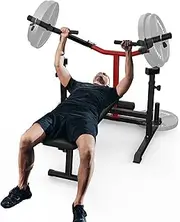 FovemiG Chest Press Machine with Independent Converging Arms,Weight Bench Press Set,Adjustable Positions Flat Incline Bench Press with Dumbbell Rack for Chest,Arm and AB Workouts Home Gym Equipment