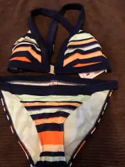 Ted Baker Tribal Stripes Bikini Criss-Cross Back Adjustable Size 2 NWT