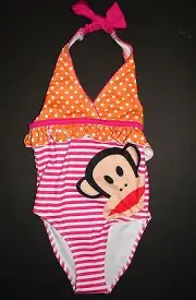 PAUL FRANK MONKEY 24M GIRLS SWIMMING BATHING SUIT "ONE PIECE" ORANGE & PINK NW