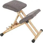 Kneeling Folding Chair ，Posture Treatment Ergonomic Wood Height Adjustable Stool Thick Padded Seat for Home Office Gaming Computer (Color : Gray)