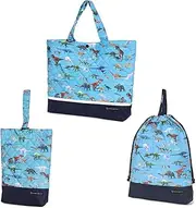 COLORFUL CANDY STYLE NS781500 Gusseted Bag with Reflector, Drawstring 3-Piece Set, Water Repellent, Lightweight Type, Preparation for Kindergarten Admission, Cute, Boys, Dinosaur World