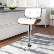 ALFORDSON 1x Bar Stool Kitchen Swivel Wooden Chair Leather Odette White