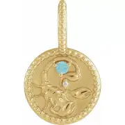 14K Gold Blue Zircon & .0025 CTW Diamond Scorpio CharmPendant