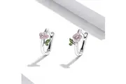 Solid 925 Sterling Silver Flora Huggie Earrings