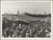 Crowd gathered beside a KNILM 1938 AVIATION OLD PHOTO