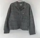 Brixton Flannel Shacket Size Large Gray Black Plaid Button Up Organic Cotton NEW