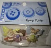 Flower Fairy Buttons / 3 Garden Fairies / Dress It Up Jesse James / Shank