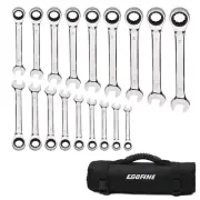 18pc Metric Wrench Set, 6 mm - 24 mm Chrome Vanadium Steel Ratcheting Wrench ...