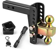 Antstone Adjustable Trailer Hitch Ball Mount Fits 2'' Receiver with 2'' & 2-5/16'' Solid Dual Balls 25000lbs Capacity with Anti-Theft Pins Lock