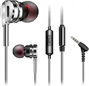 Wired Headphones with Mic Bass in Ear Earphones 3.5mm Jack Microphone Ear Buds Gaming Earbuds iems in-Ear Headphones for Smartphones Telephone, Computers, Laptops, MP3 Players