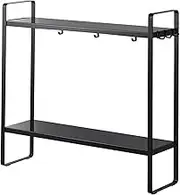 Yamazaki 1992 Wipe Bottom Horizontal Stove Rack, 2 Tiers, Black, Approx. W 19.7 x D 5.5 x H 19.1 inches (50 x 14 x 48.5 cm), Tower Gap Storage, Condiment Rack, Hook Included