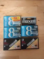 5 Maxell Hgx-Mp 120 Minute 8mm Metal Particle Videotape Cassette New Sealed