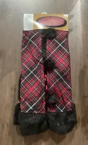 NEW Target Tartan Plaid w Faux Fur 48" Diameter Christmas Tree Skirt 051 03 0464