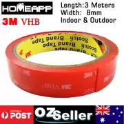 3M VHB 8mmX3m Double-sided Clear Transparent Acrylic Adhesive Tape AU STOCK