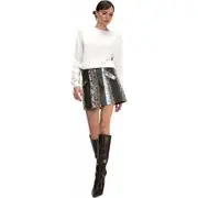 Cynthia Rowley Snake-Embossed Vegan Leather Skirt in Multi at Nordstrom, Size 6