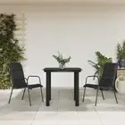 3 Piece Garden Dining Set Black Steel Textilene Outdoor Furniture Patio Ta 00710
