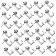 NULYLU 30pcs Push Pin Hooks Bimetallic Steel Hooks Over Door Hangers Wall Hooks for Home Decor Office Gallery