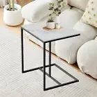 White Top Side Table Portable Small Coffee Table C-shaped End Table Space Saver