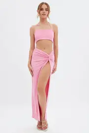 Ally Fashion Pink Twist Maxi Skirt - Size 14, Women's Maxi Skirt