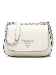 Prada Saffiano Leather Shoulder Bag in Chalk White