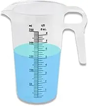 ACCUPOUR 8oz (250 mL) Measuring Pitcher, Plastic, Multipurpose - Great for Chemicals, Oil, Pool and Lawn - Ounce (oz) and Milliliter (mL) Increments (1 cup)