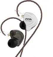 CCA C10 Five Drivers Hybrid in Ear Monitors in Each Side，HiFi 4BA 1DD High Resolution Earphones/Earbuds with 3.5mm Gold Plated Plug Detachable Cable 2pin 0.75mm Wired Earbuds(Black Without mic)