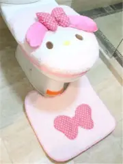 My Melody 3PCS Set Cute Plush Area Rug Bath Mats Rugs Toilet Cover Bathroom Deco