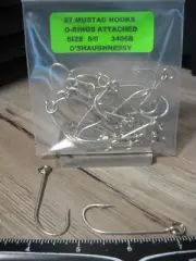 27 Mustad Saltwater 3406B O'Shaughnessy Fish Hooks With O-Ring Attached Size 5/0