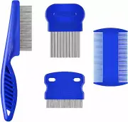 4 Pack Flea Lice Comb, Stainless Steel Dog Cat Grooming Combs